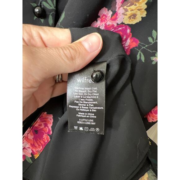 Aritzia Wilfred Nazaire Button Front Long Sleeve Black Floral Frenzy Dress - Picture 7 of 10